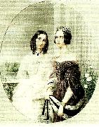maria rohl drottning josefinf till vanster btillsammans med sin svagerska prinsessan eugenie Spain oil painting artist